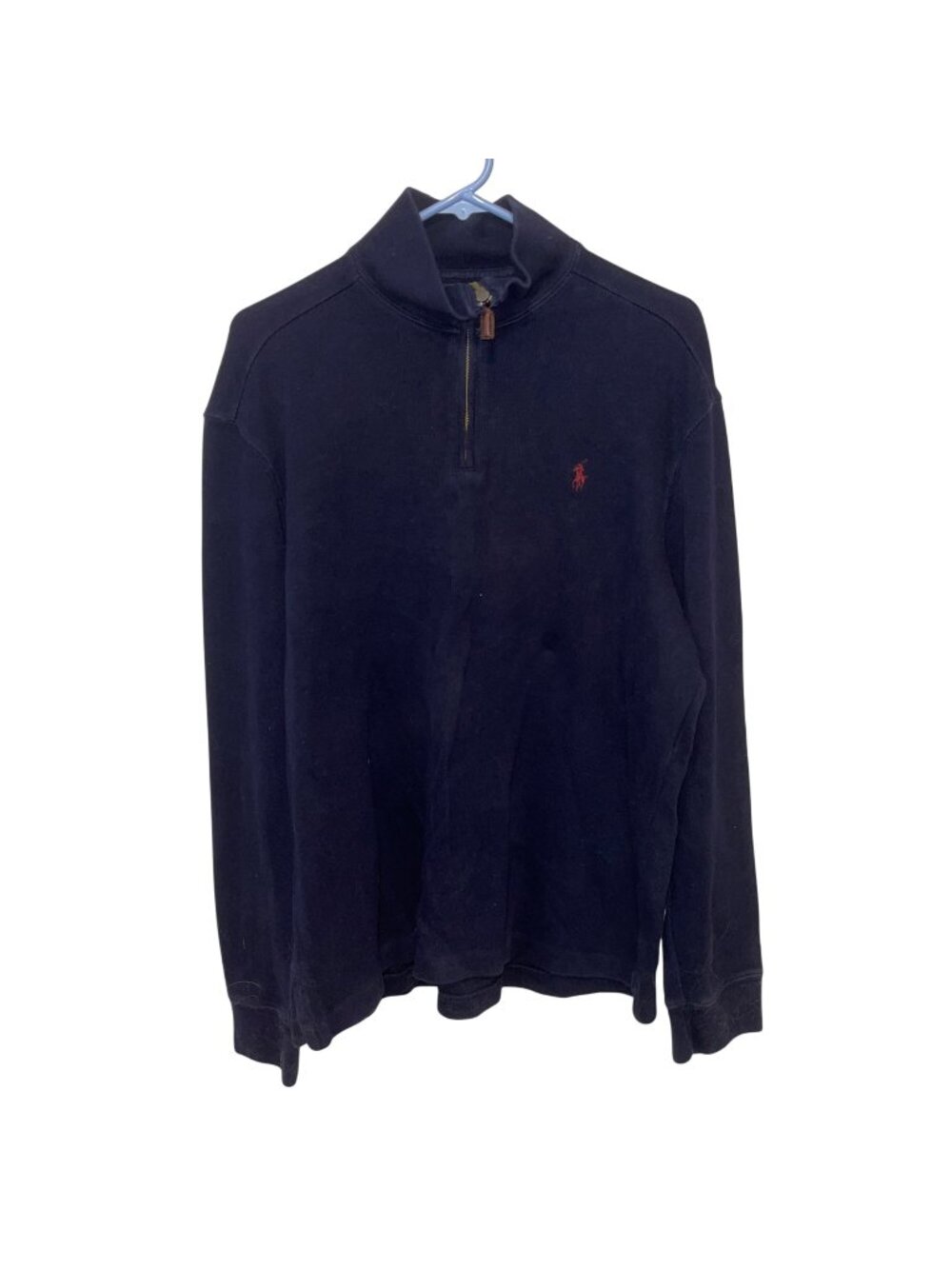 Polo Ralph Lauren Men's L Navy Blue 1/4 Zip Pullover Sweater 100% Cotton